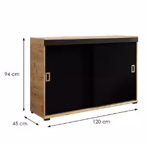 Obrazek Komoda Retro 120 Craft/Czarny + Craft Uchwyty