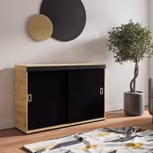 Obrazek Komoda Retro 120 Craft/Czarny + Craft Uchwyty