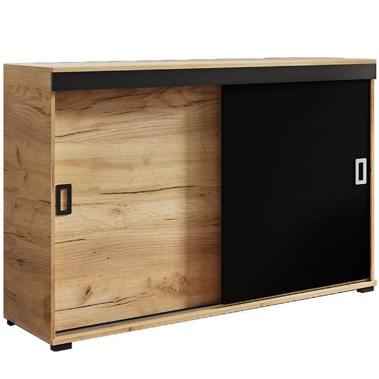 Obrazek Komoda Retro 120 Craft/Czarny + Uchwyty Biały I Czarny