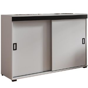 Obrazek Komoda Retro 140 Biały + Czarne Uchwyty