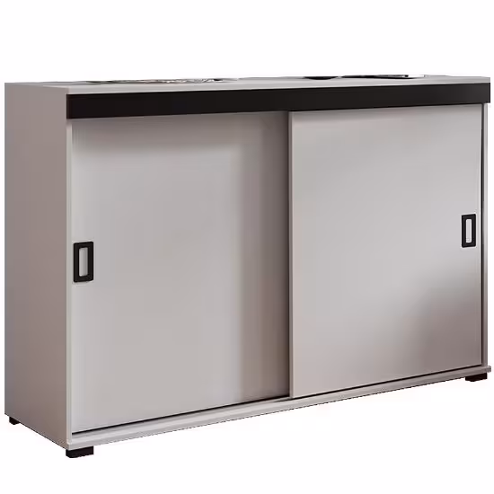 Obrazek Komoda Retro 140 Biały + Czarne Uchwyty