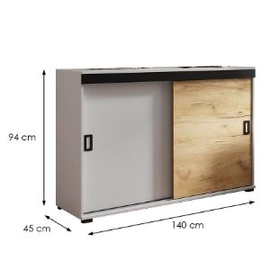 Obrazek Komoda Retro 140 Biały/Craft +Czarne Uchwyty