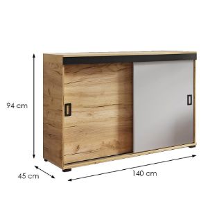 Obrazek Komoda Retro 140 Craft/Biały + Czarne Uchwyty
