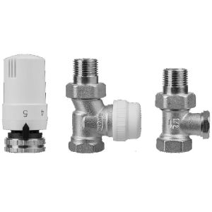 Obrazek Komplet termostatyczny prosty biały/nikiel 