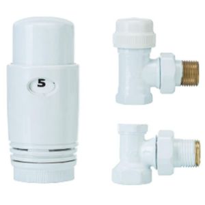 Obrazek Komplet termostatyczny kątowy biały 