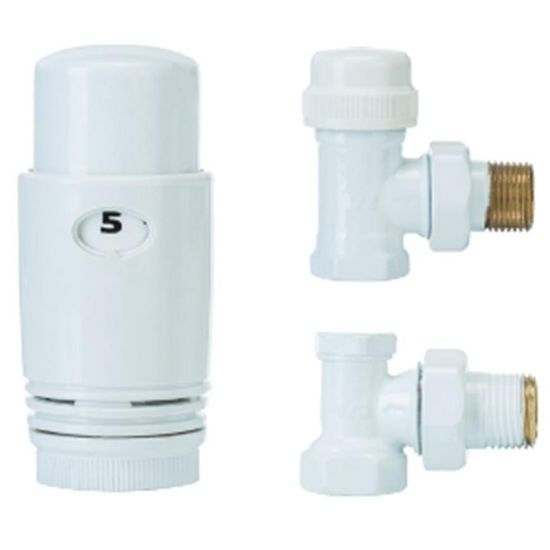 Obrazek Komplet termostatyczny kątowy biały 