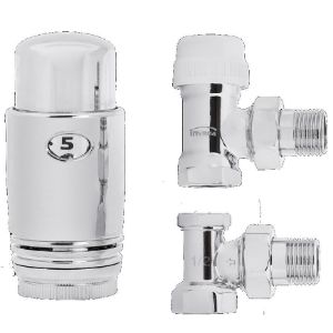 Obrazek Komplet termostatyczny kątowy chrom 