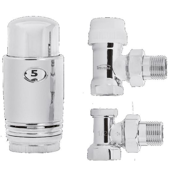 Obrazek Komplet termostatyczny kątowy chrom 