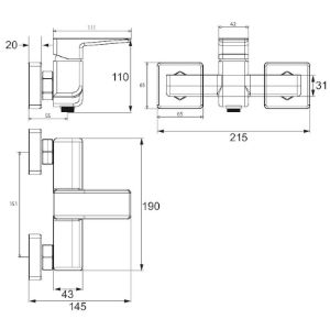 Obrazek Bateria prysznicowa Parma  biały/chrom