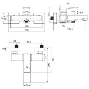 Obrazek Bateria wannowa biały/chrom Parma