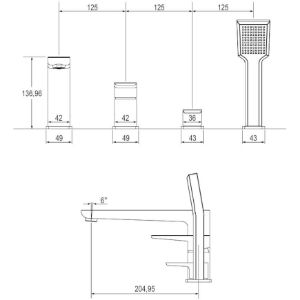 Obrazek Parma bateria wannowa 4-otworowa biały/chrom