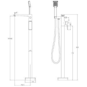 Obrazek Bateria wannowa wolnostojąca biały/chrom Parma
