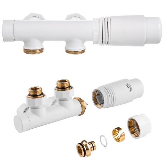 Obrazek Zestaw do dolnego podłączenia duoplex biały 