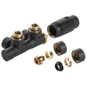 Obrazek Zestaw do dolnego podłączenia duoplex grafit 