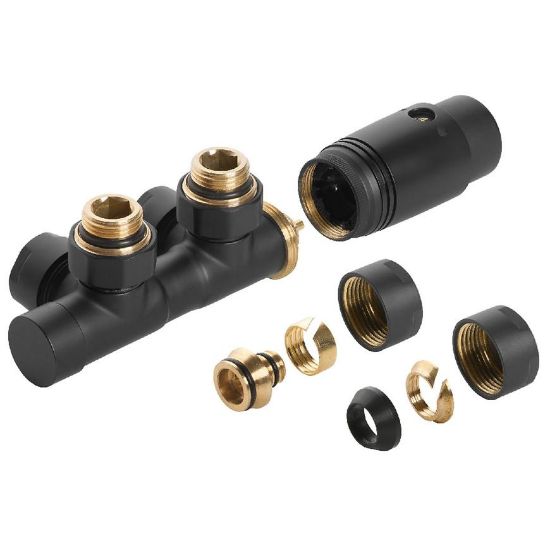 Obrazek Zestaw do dolnego podłączenia duoplex grafit 