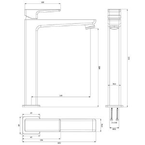 Obrazek Bateria umywalkowa wysoka Parma grafit