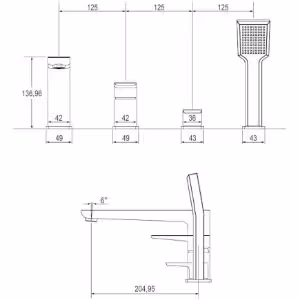 Obrazek Bateria wannowa 4-otworowa Parma