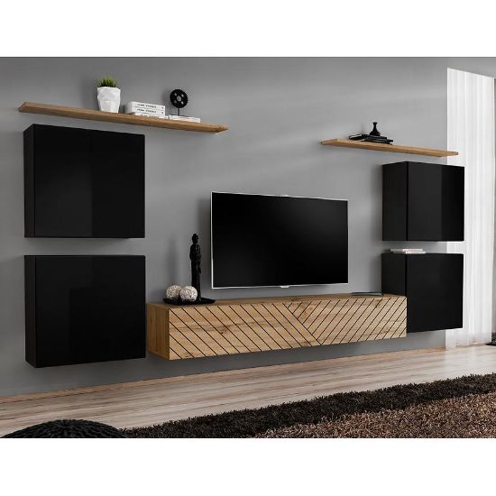 Obrazek Meblościanka Switch IV Line Czarny/Wotan