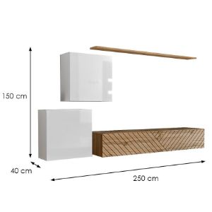 Obrazek Meblościanka Switch V Line Biały/Wotan