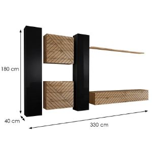 Obrazek Meblościanka Switch VI Line Czarny/Wotan