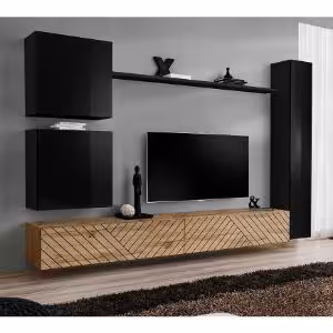 Obrazek Meblościanka Switch VIII Line Czarny/Wotan