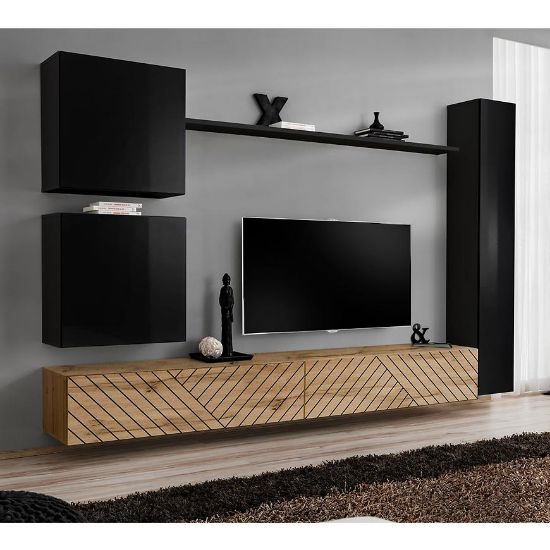 Obrazek Meblościanka Switch VIII Line Czarny/Wotan