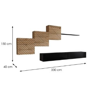 Obrazek Meblościanka Switch X Line Wotan/Czarny