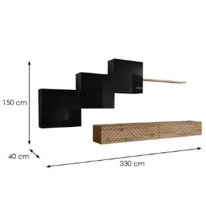 Obrazek Meblościanka Switch X Line Czarny/Wotan