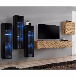 Obrazek Meblościanka Switch XIII Line Czarny/Wotan