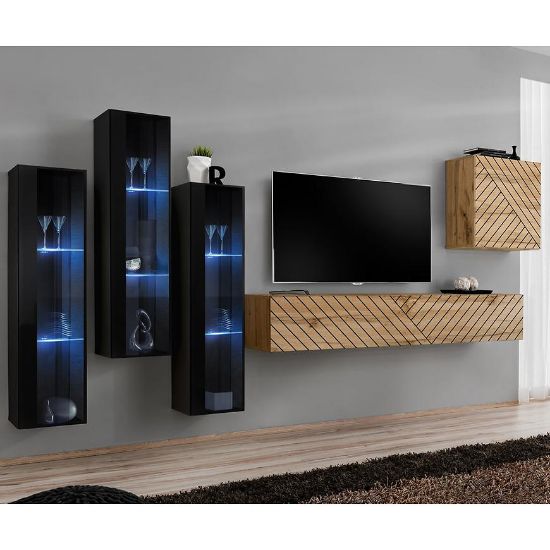 Obrazek Meblościanka Switch XIII Line Czarny/Wotan