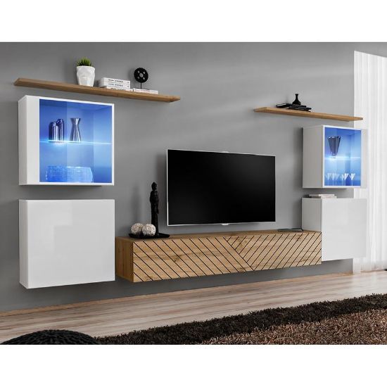 Obrazek Meblościanka Switch XIV Line Biały/Wotan