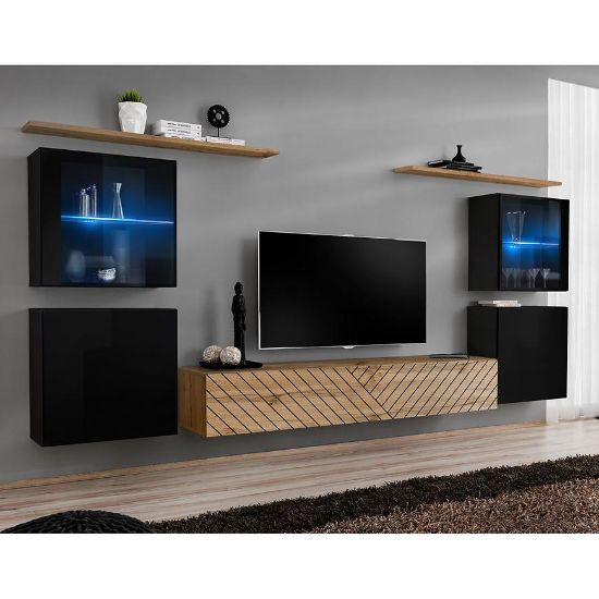 Obrazek Meblościanka Switch XIV Line Czarny/Wotan