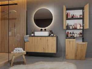 Obrazek Słupek łazienkowy Sandra 2DK dąb artisan/antracyt