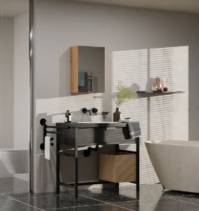 Obrazek Szafka łazienkowa z lustrem Mir1 dąb artisan