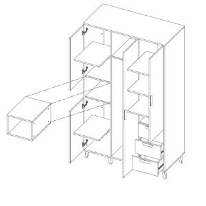 Obrazek Szafa Joker 1 120 Biały/Grafit/Szary/Dąb Lefkas