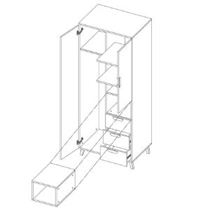Obrazek Szafa Joker 2 80 Biały/Grafit/Szary/Dąb Lefkas