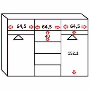 Obrazek Szafa Retro 200 4L grafit/ front czarny