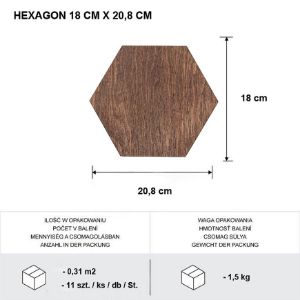 Obrazek Panel dekoracyjny Hexagon mahoń 18 cm 