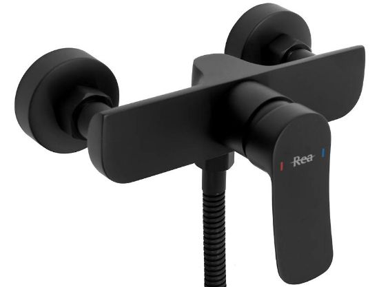 Obrazek Bateria natryskowa z zestawem wannowym Rea Dart czarna