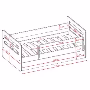 Obrazek Łóżko dziecięce z szufladą i materacem Tomi różowy 80x140