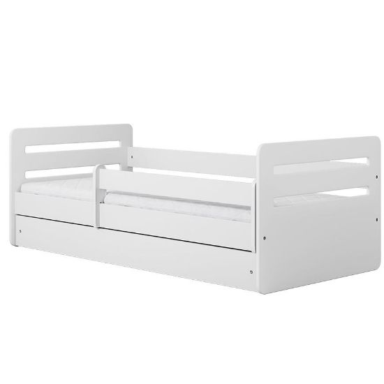 Obrazek Łóżko dziecięce z szufladą i materacem Tomi biały 80x160