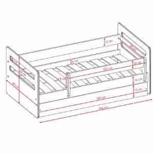 Obrazek Łóżko dziecięce z szufladą i materacem Tomi niebieski 80x160