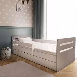 Obrazek Łóżko dziecięce z szufladą i materacem Tomi mix szary 80x180