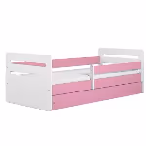 Obrazek Łóżko dziecięce z szufladą i materacem Tomi różowy 80x180