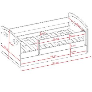 Obrazek Łóżko Dziecięce Julia z materacem mix pudrowy róż 80x180 