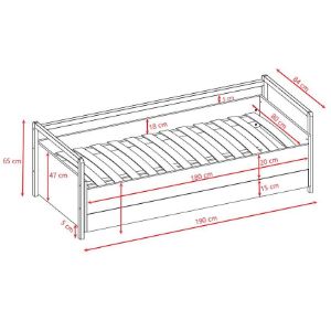 Obrazek Łóżko Tapczan Dziecięce z szufladą i materacem Victor Biały 80x180