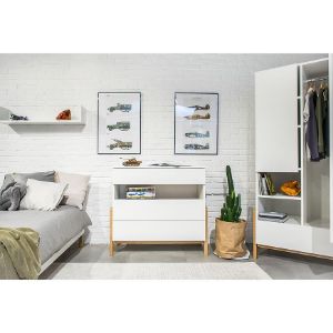 Obrazek Łóżko Tapczan Dziecięce z szufladą i materacem Victor Biały 80x180