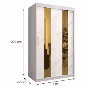 Obrazek  Szafa Platinum Pole 120 biały marmur/biały 