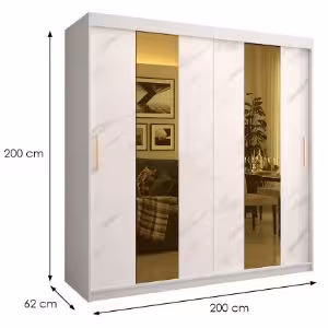 Obrazek Szafa Platinum Pole 200 biały marmur/biały 