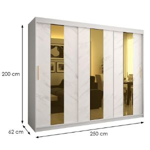 Obrazek Szafa Platinum Pole 250 biały marmur/biały 